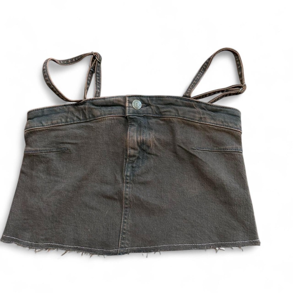 Wild Fable Brown Denim Crop Top With Adjustable Straps Size XXS New With Tags